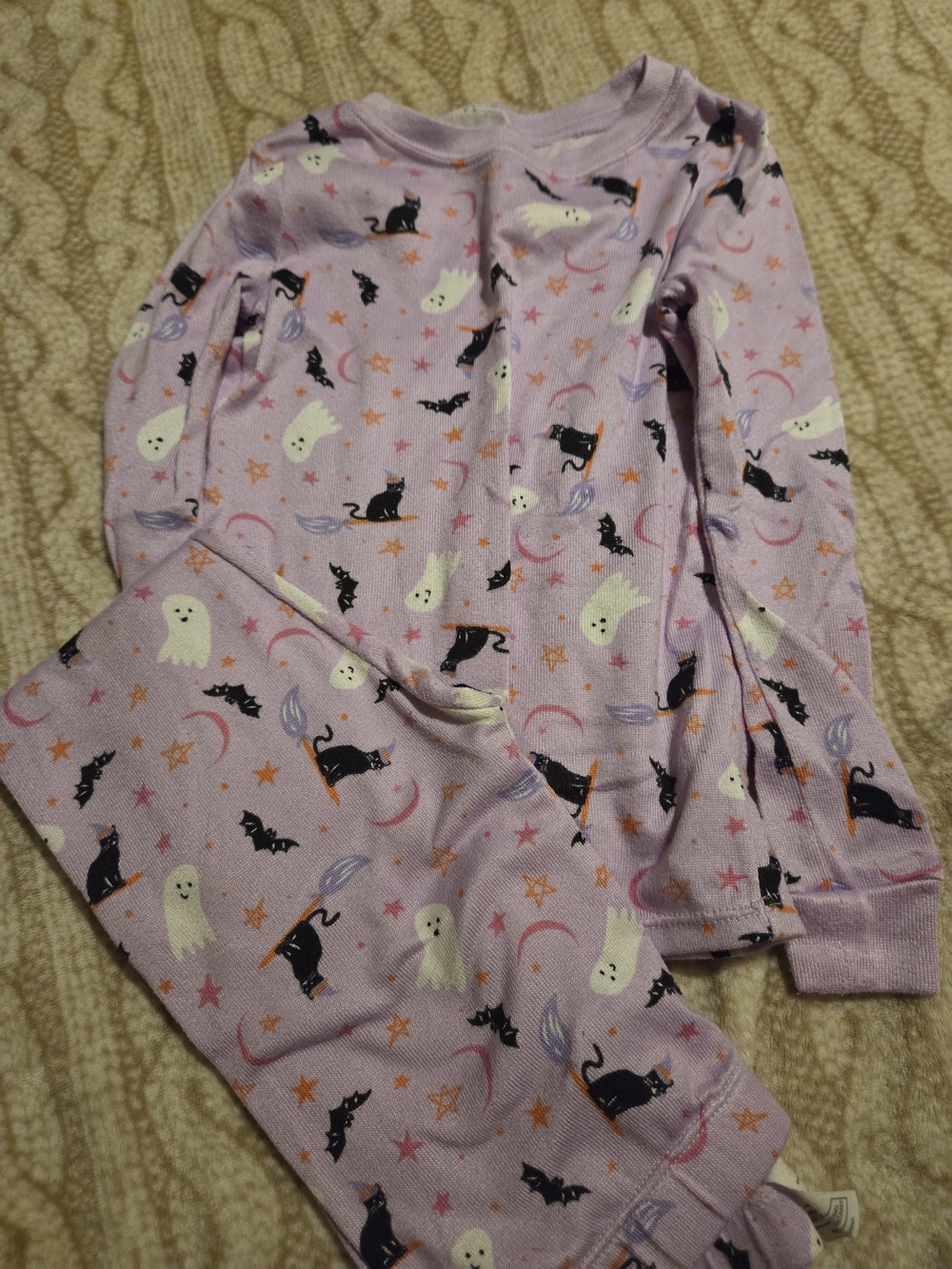 wonder nation Lavender Halloween Ghost & Black Cat Pajama Set